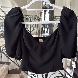 Elegant Black Puff Sleeve Top